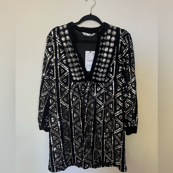Zara Dresses & Skirts - Zara Geometric Sequin Mini Dress - Brand New with Tags